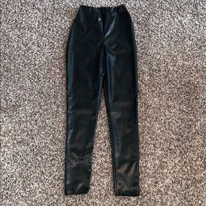 Petite Black Faux leather leggings!
